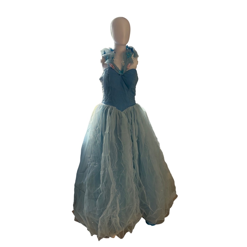 Blue Butterfly Tulle Ball Gown Corset Back Prom Dress Costume Size 8